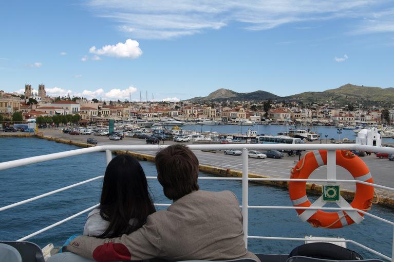 Aegina: leaving by ferry