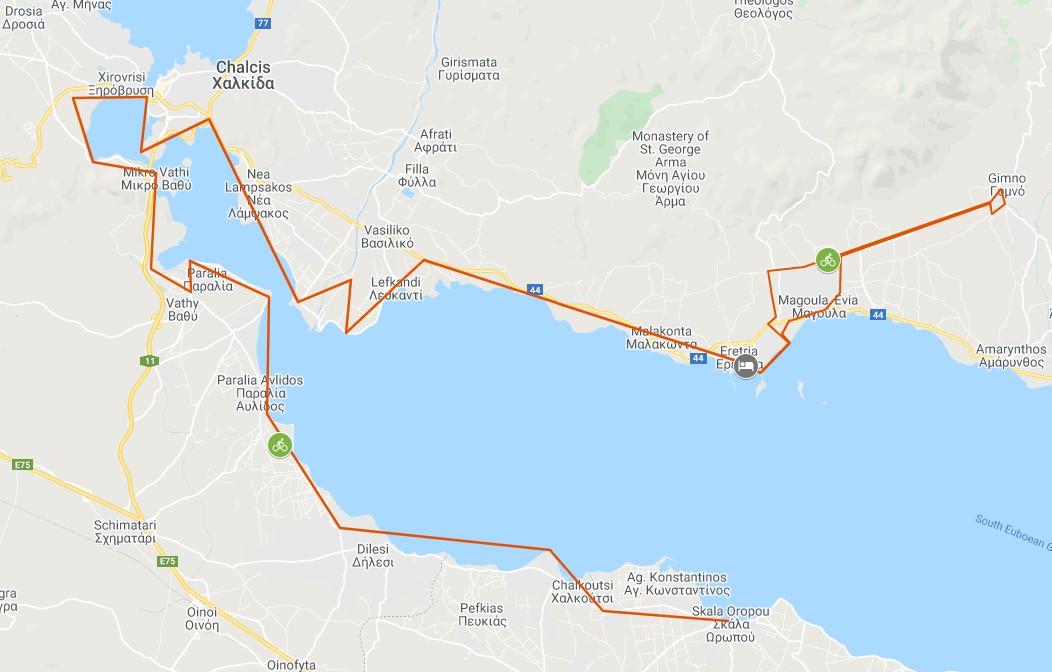 Cycling route in Evia